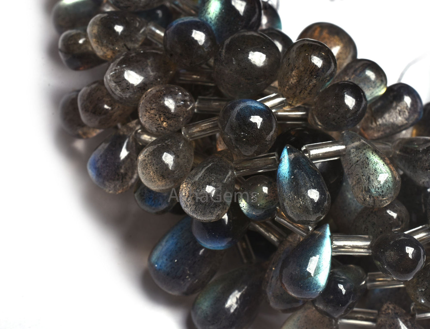 AAA Quality Labradorite Smooth Drops beads, Blue Fire labradorite Beads, Natural Flash Black rainbow Handmade Side Drill Drop Gemstone Beads