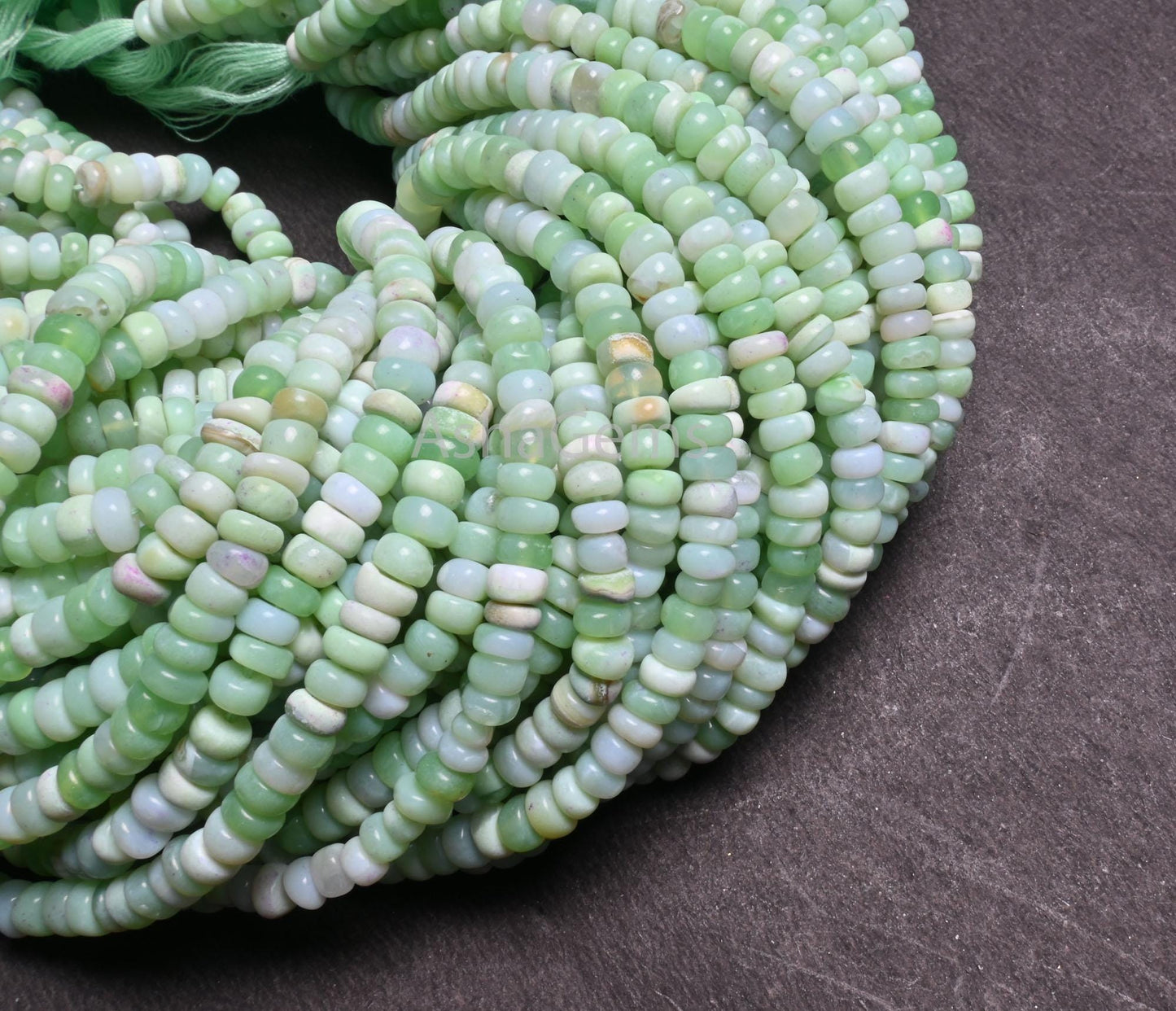 Shaded Green Opal Flat Rondelle Uneven Shape Handmade Beads, parrot Green Opal Gemstone Loose Beads, Mint Opal Beads Jewelry Handicraft SALE