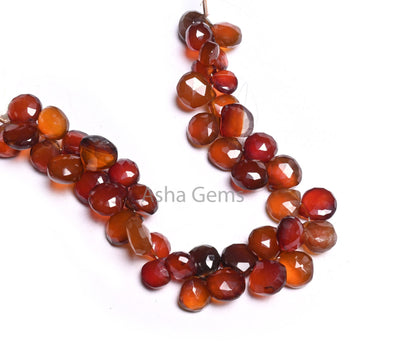 Shaded Red Brown Chalcedony Faceted Heart Shape Bead,7" Dark Brown Hessonite Color Chalcedony Heart Briolette Gemstone Beads Both Side Loop