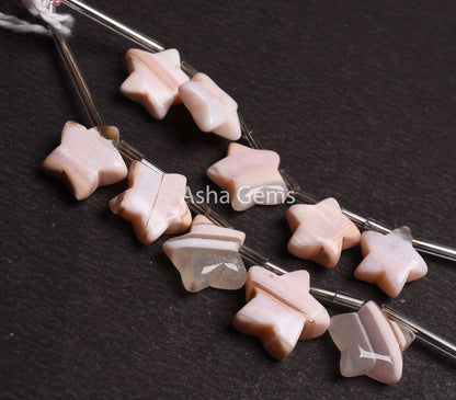 Beautiful Opal Fancy Star Shape Carving Beads, Boulder Pink Opal Smooth Carved Star Gemstone Beads, Opal Side Drill Bead Jewelry Making SALE