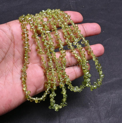 Beautiful Peridot Smooth Tiny Drops Shape Gemstone Beads, Natural Green Peridot Plain Handmade Uneven Teardrop Side Drill Beads Jewelry SALE