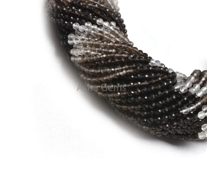 Beautiful Smoky Quartz Machine Cut Beads,3.25 mm Shaded Smoky Micro Cut Faceted Round Ball Beads, Fine Smoky Round Beads Jewelry Craft SALE