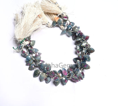 Beautiful Ruby Kyanite Fancy Shape Gemstone Beads,8" Natural Ruby Kyanite Side Drill Briolette Faceted Beads, Fine Ruby Kyanite Bead Jewelry