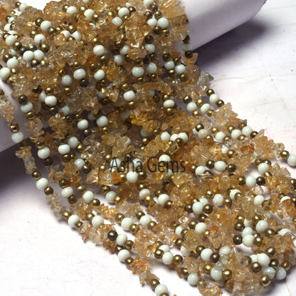 34" Strand Natural citrine Quartz Uncut Chips Beads, light Yellow Citrine Raw Rough Smooth Tiny Uneven Beads Citrine Finding Uncut Chip Bead