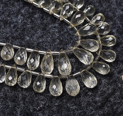 Natural Green Amethyst Faceted Drops Shape Beads, Amethyst Side Drill Drops Green Amethyst Teardrop Beads Briolette, Handmade Jewelry SALE