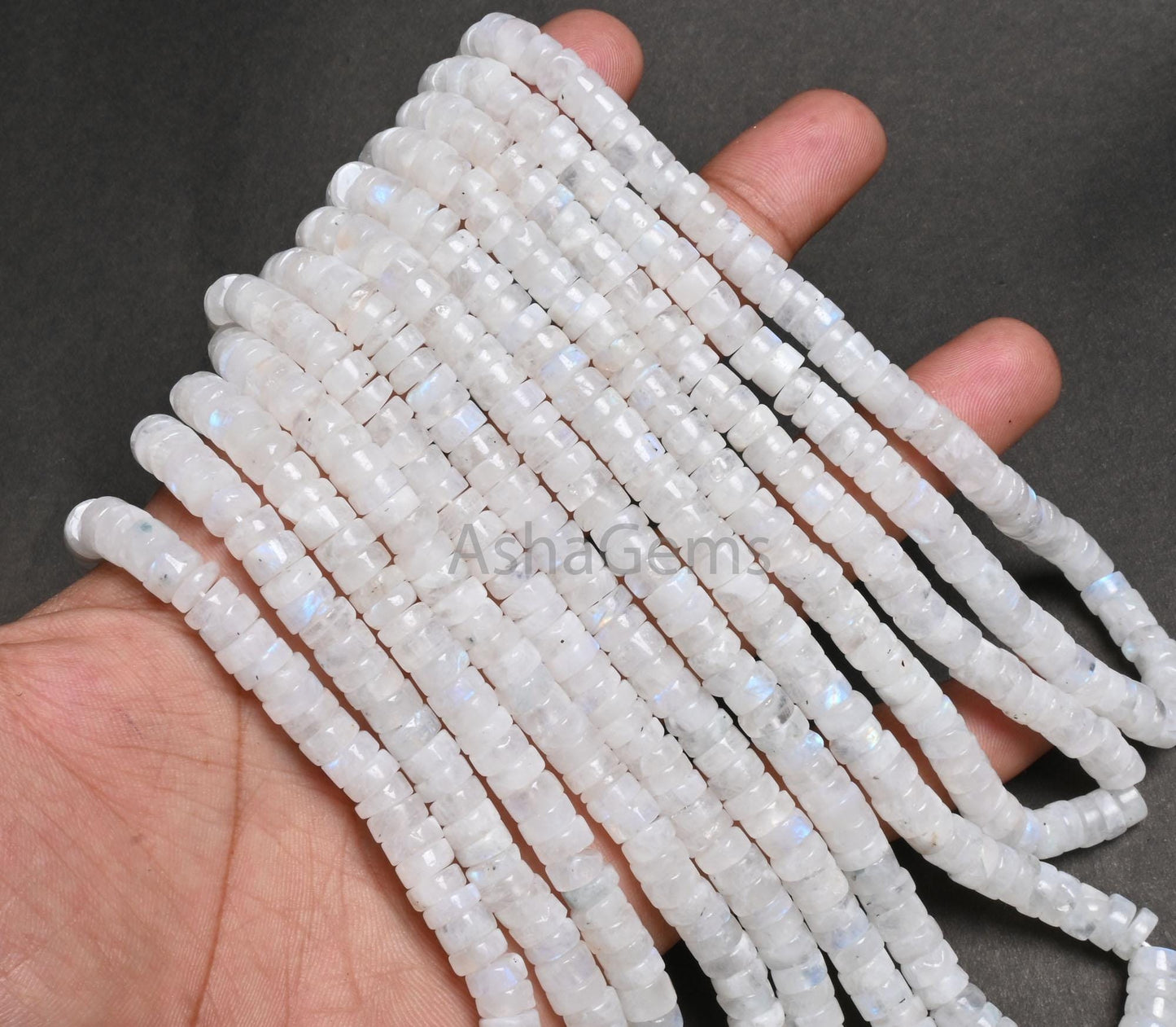 Natural Rainbow Moonstone Smooth Tyre Shape Gemstone Beads, Blue Fire Rainbow Moonstone Wheel Handmade White Rainbow Bead Jewelry Craft SALE