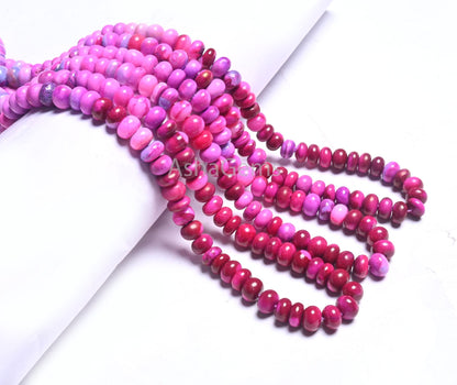 Beautiful Hot Pink Lavender Opal Smooth Rondelle Gemstone Beads, AAA Shaded Pink Opal Plain Handmade Beads, Opal Beads Necklace Jewelry SALE