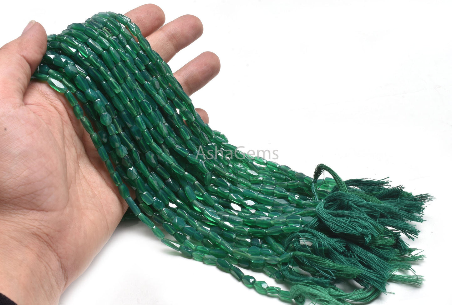 Natural Green Onyx Faceted Beads,12.5 Inch Beautiful Onyx Fancy Long Rectangle Uneven Gemstone Beads Green Onyx Briolette Jewelry Craft Sale