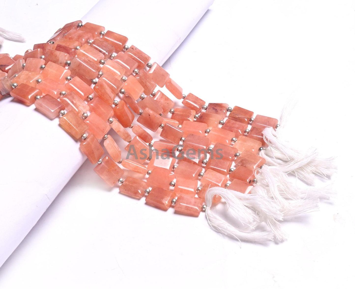 Fine Peach Quartz Fancy Chicklet Handmade Beads,9" Strand Pink Quartz Rectangle Shape Straight Drill Gemstone Loose Bead Jewelry Making SALE