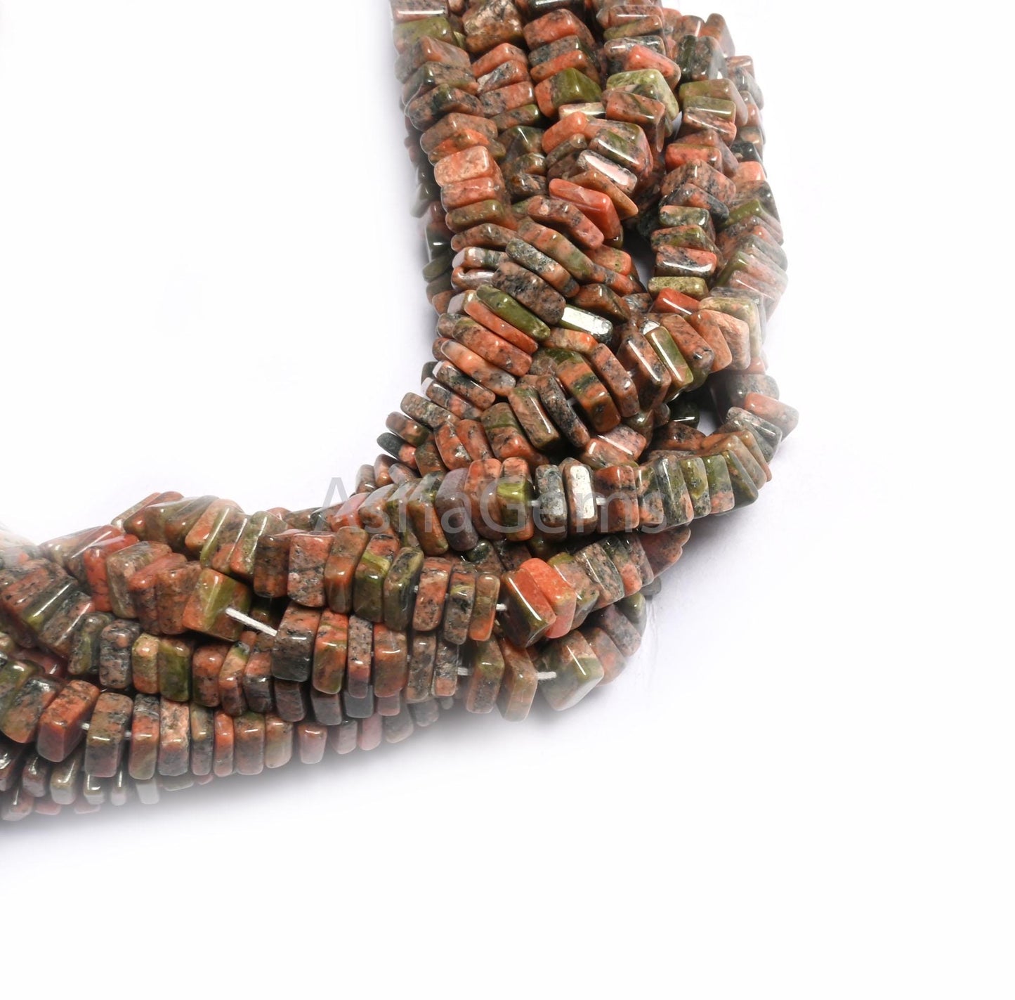 Beautiful Unakite Heishi Square Shape Gemstone Beads,55-6 mm, Natural Unakite Smooth Handmade Flat Square Unakite Beads Jewelry Making Craft