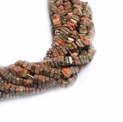Beautiful Unakite Heishi Square Shape Gemstone Beads,55-6 mm, Natural Unakite Smooth Handmade Flat Square Unakite Beads Jewelry Making Craft