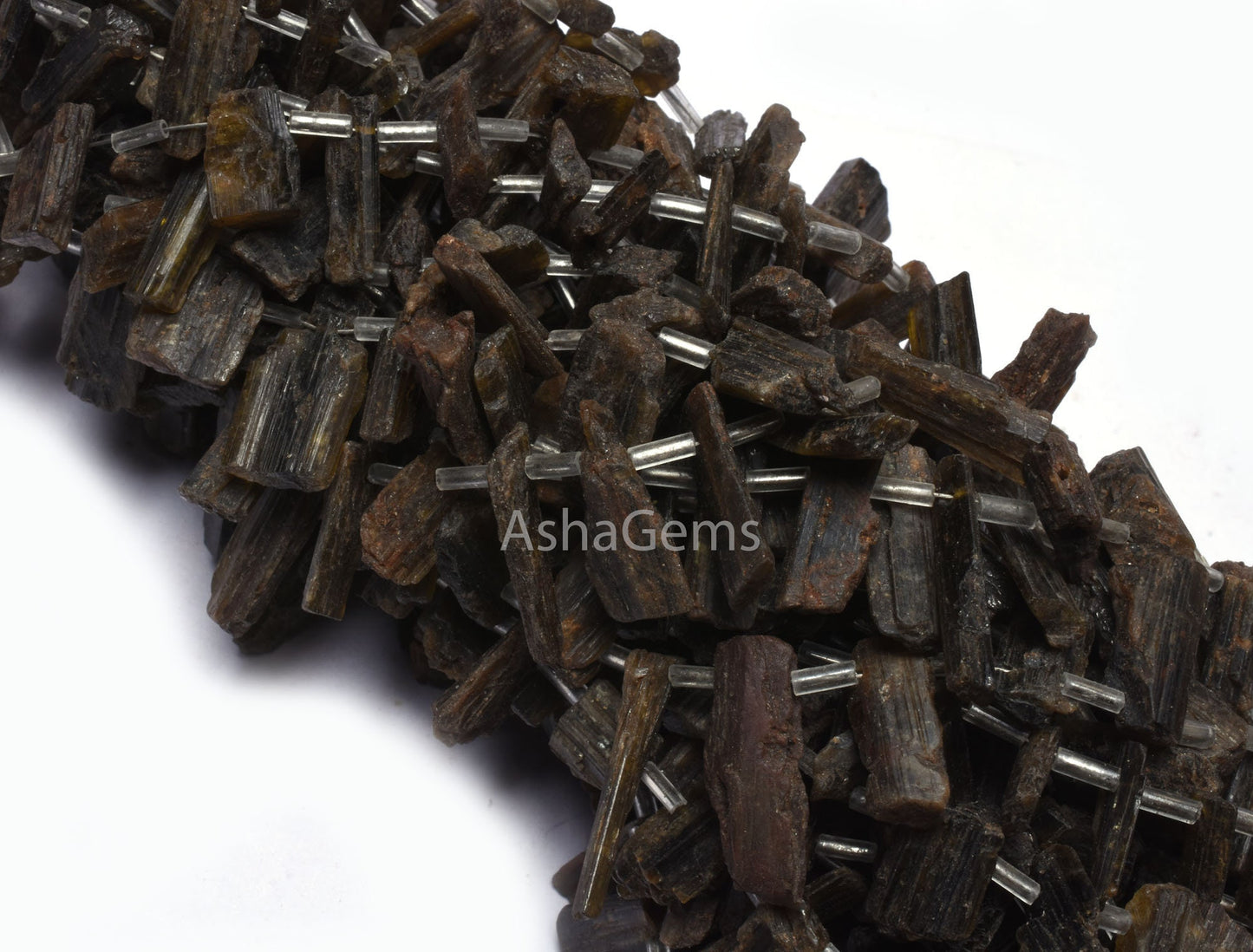 Natural Epidote Rough Gemstone Beads, 14 Inch Strand Epidote Beads, Epidote Long Raw Rough Stick Shape Uneven Beads For Boho Jewelry Crafts