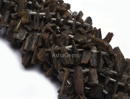 Natural Epidote Rough Gemstone Beads, 14 Inch Strand Epidote Beads, Epidote Long Raw Rough Stick Shape Uneven Beads For Boho Jewelry Crafts