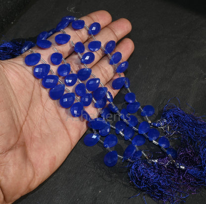 Beautiful Royal Blue Quartz Hydro faceted Pears Side Drill Beads,8" AAA Blue Hydro Faceted Teardrop Briolette Bead Jewelry Making Craft SALE