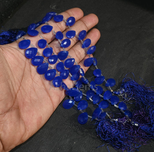 Beautiful Royal Blue Quartz Hydro faceted Pears Side Drill Beads,8" AAA Blue Hydro Faceted Teardrop Briolette Bead Jewelry Making Craft SALE