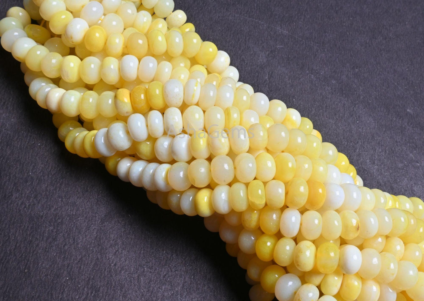 Beautiful Yellow Opal Smooth Rondelle Shape Beads,16" AAA Quality Shaded Pastel Yellow Opal Plain Handmade Gemstone Beads Jewelry Craft Sale