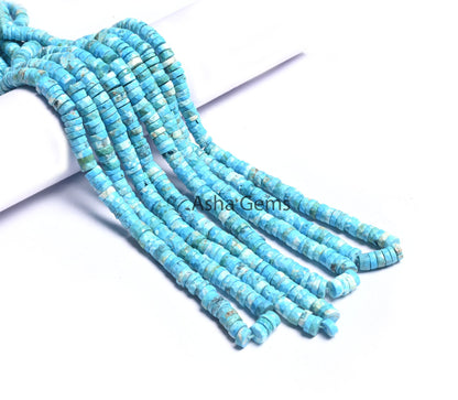 Beautiful Blue Turquoise Howlite Faceted Heishi Tyre Beads,6mm Turquoise Indian Cut Flat Wheel Shape Gemstone Bead Jewelry Making Craft SALE