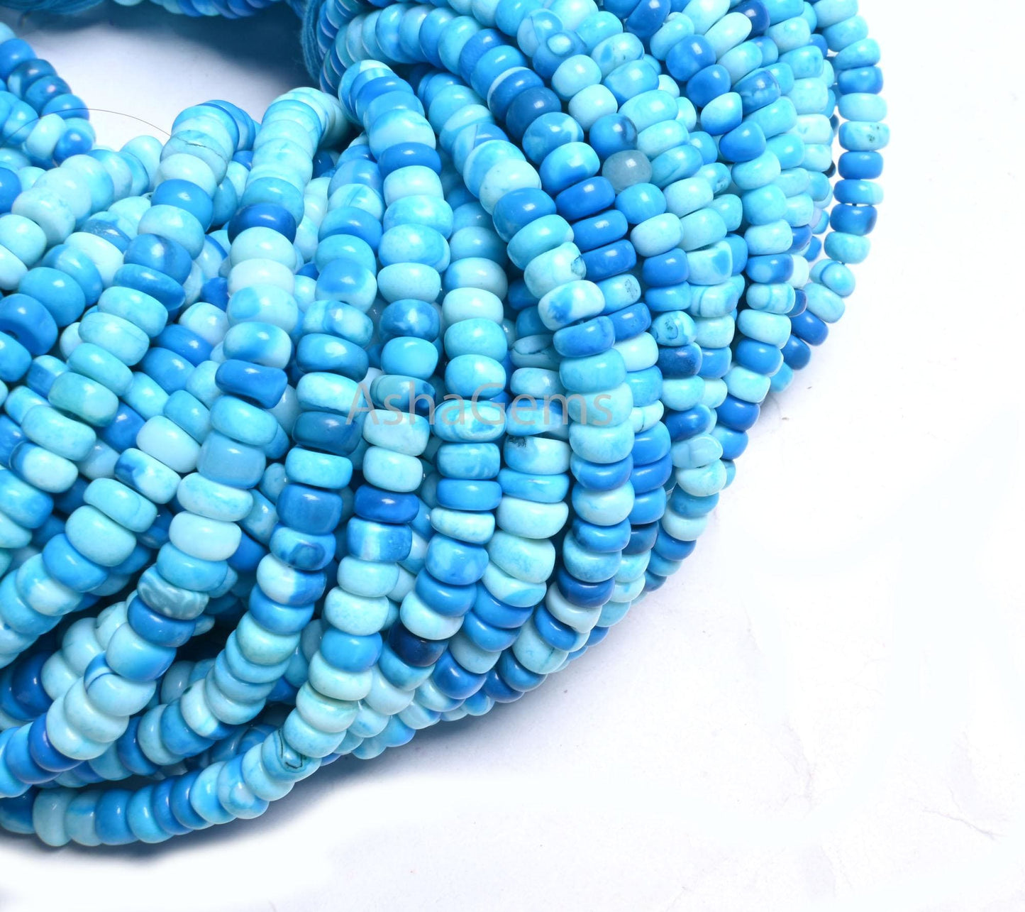 Beautiful Blue Opal Rondelle Shape Gemstone Beads, Shaded Turquoise Blue Opal Handmade Flat Rondelle Uneven Beads Jewelry Making Craft SALE