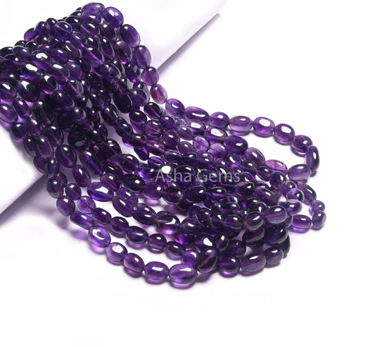 Natural African Amethyst Smooth Nugget Gemstone Loose Beads,16" Strand purple Amethyst Handmade Tumble Beads, Fine Amethyst Necklace Jewelry (AG 22297)