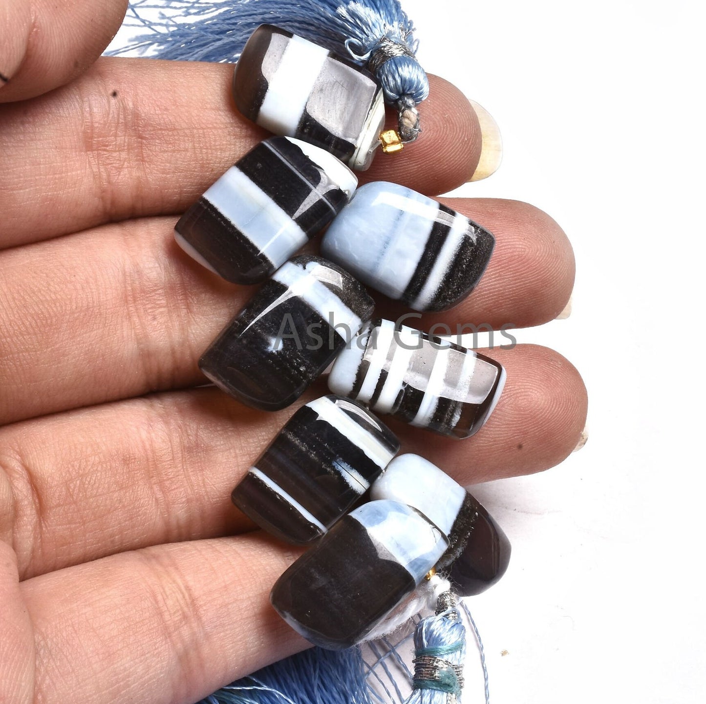 Beautiful Blue Boulder Opal Fancy Wave Shape Gemstone Beads, Boulder Opal smooth Side Drill Fancy Beads, Blue Opal Beads Jewelry Craft SALE