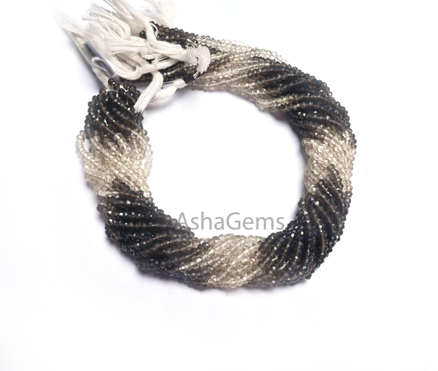 13"Strand Beautiful Natural Smoky Quartz Micro Cut Rondelle Faceted Gemstone Beads 3.5 mm, AAA Shaded Smoky Indian Machine Cut Beads Jewelry