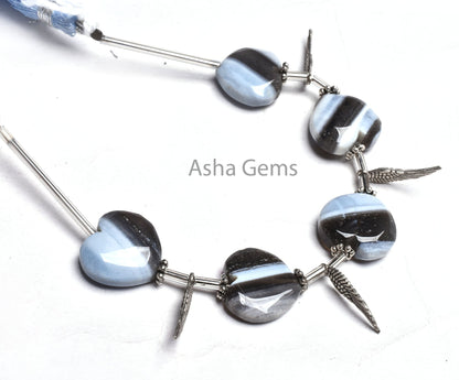 Blue Boulder Opal Carving Heart Gemstone Smooth Beads, Boulder Opal Handmade Carved Fancy Heart Straight Drill Finding Beads, Opal Bead SALE