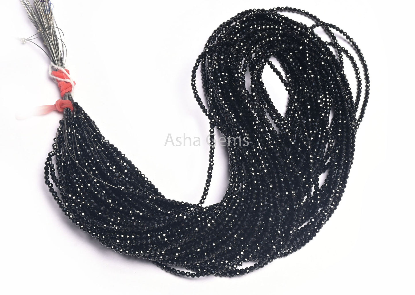 Top Quality Black Spinel Faceted Rondelle Beads, 2 mm AAA Spinel Micro Faceted Gemstone Beads,16"Strand Black Spinel Beads Jewelry Necklace
