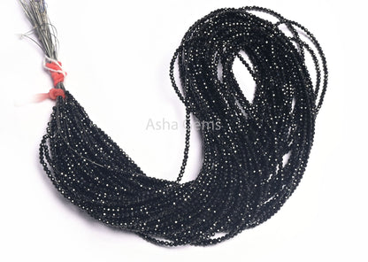 Top Quality Black Spinel Faceted Rondelle Beads, 2 mm AAA Spinel Micro Faceted Gemstone Beads,16"Strand Black Spinel Beads Jewelry Necklace