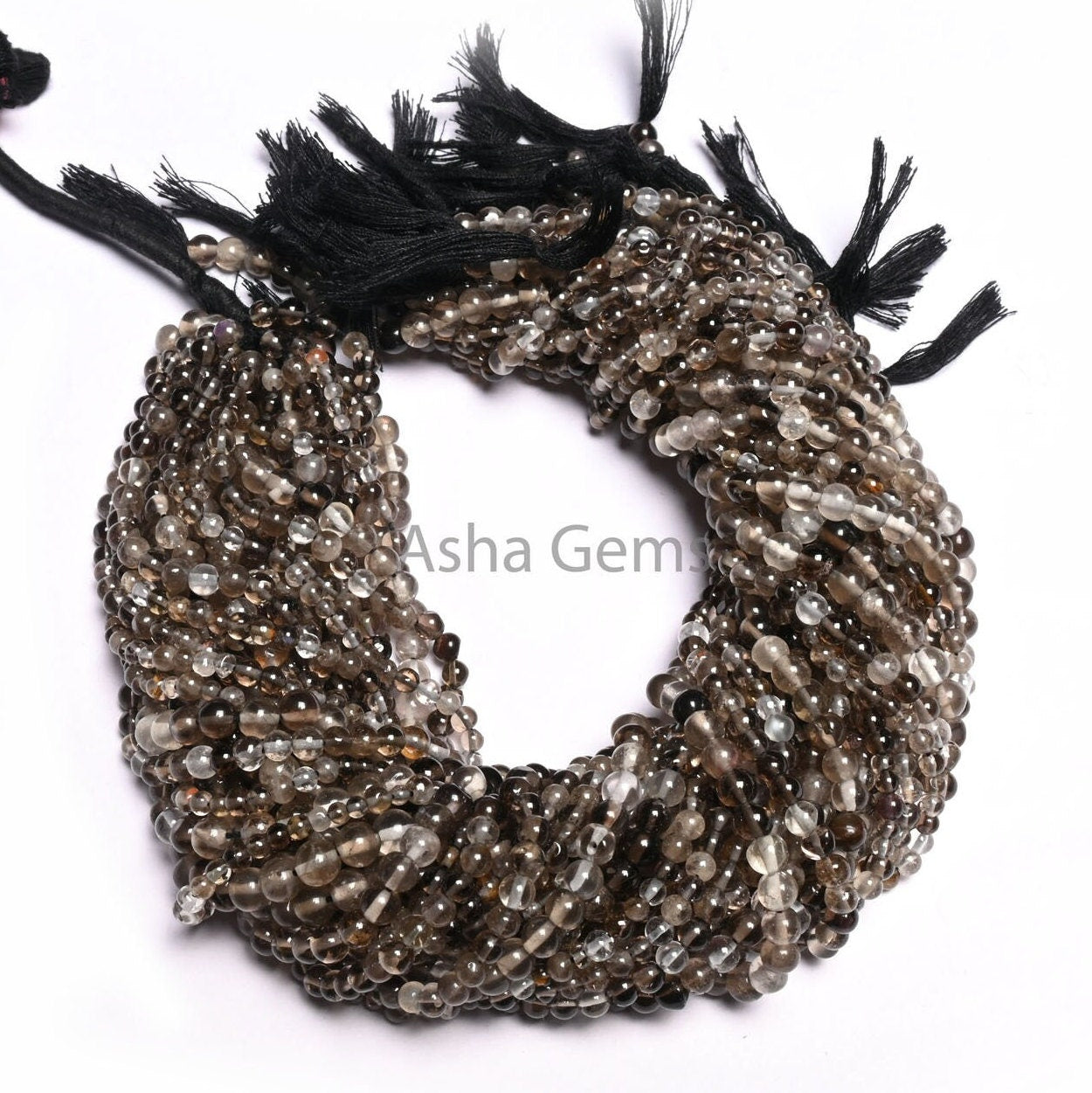 Natural Smoky Quartz Smooth Round Shape Beads, Shaded Black Smoky Round Ball Gemstone Loose Beads, Smoky Plain Beads Jewelry Handicraft SALE