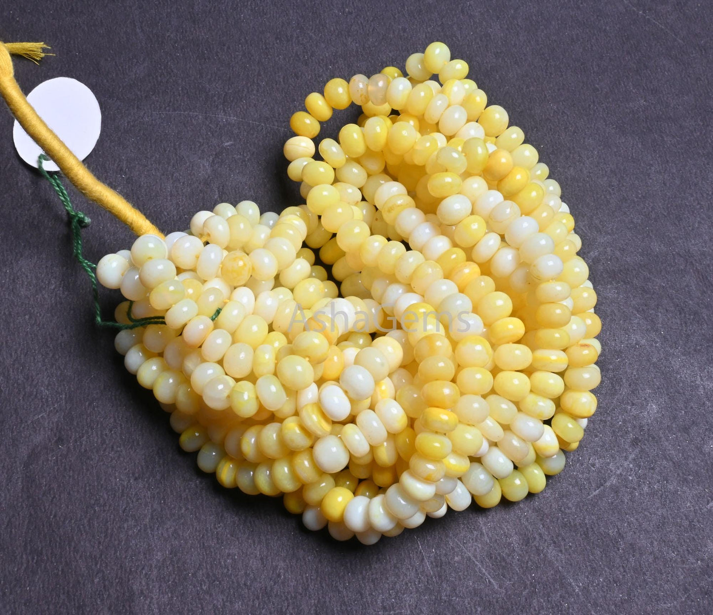 Beautiful Yellow Opal Smooth Rondelle Shape Beads,16" AAA Quality Shaded Pastel Yellow Opal Plain Handmade Gemstone Beads Jewelry Craft Sale