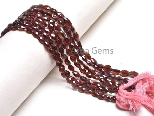 14" Strand Garnet Faceted Oval Straight Drill Beads, Natural Red Garnet Indian Hand Cut Oval Gemstone Bead, Garnet Beads Jewelry Crafts SALE