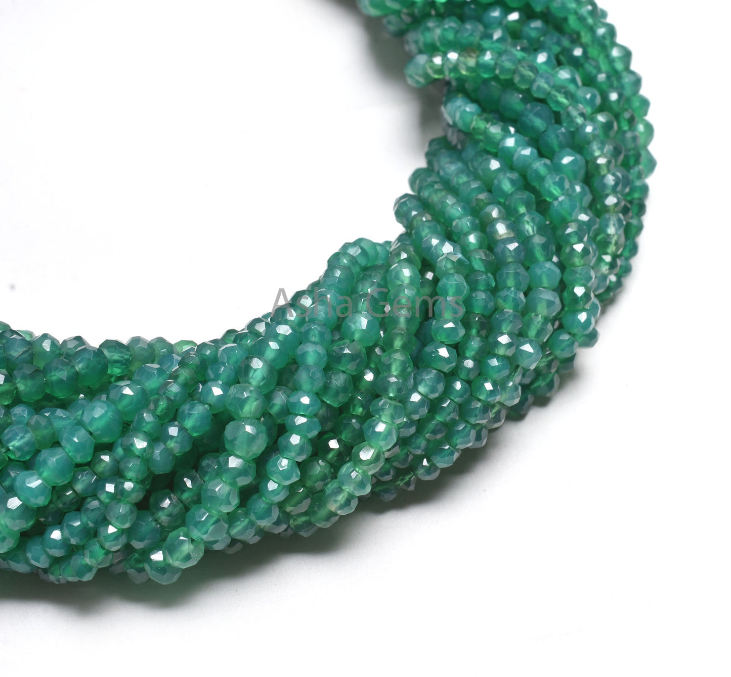 AAA Green Onyx Indian Machine Cut Gemstone Loose Beads,13"Strand Green Onyx Faceted Rondelle Shape Beads, Green Onyx Bead Jewelry Craft SALE