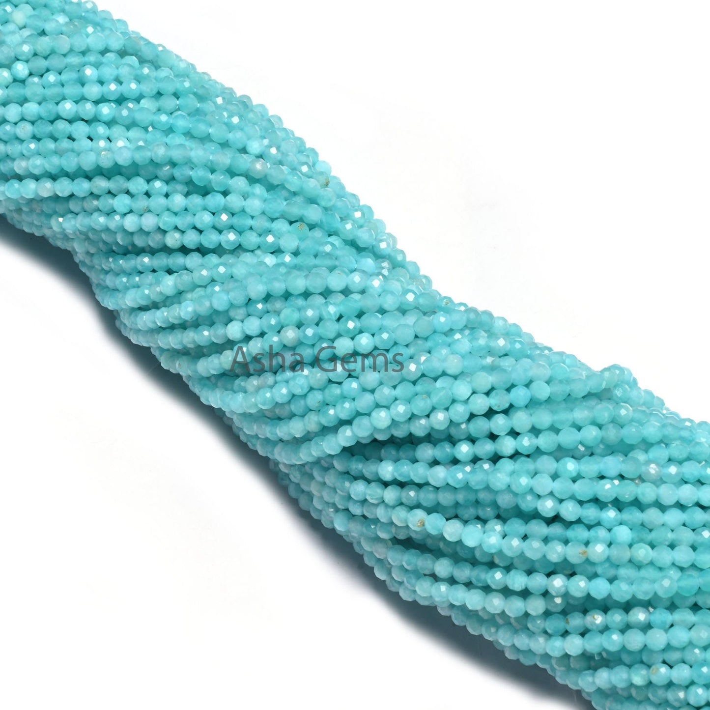 AAA Quality Peruvian Amazonite Micro Cut faceted Rondelle Beads,3 mm Natural Blue Amazonite Machine Cut Gemstone Loose Beads Jewelry Makings