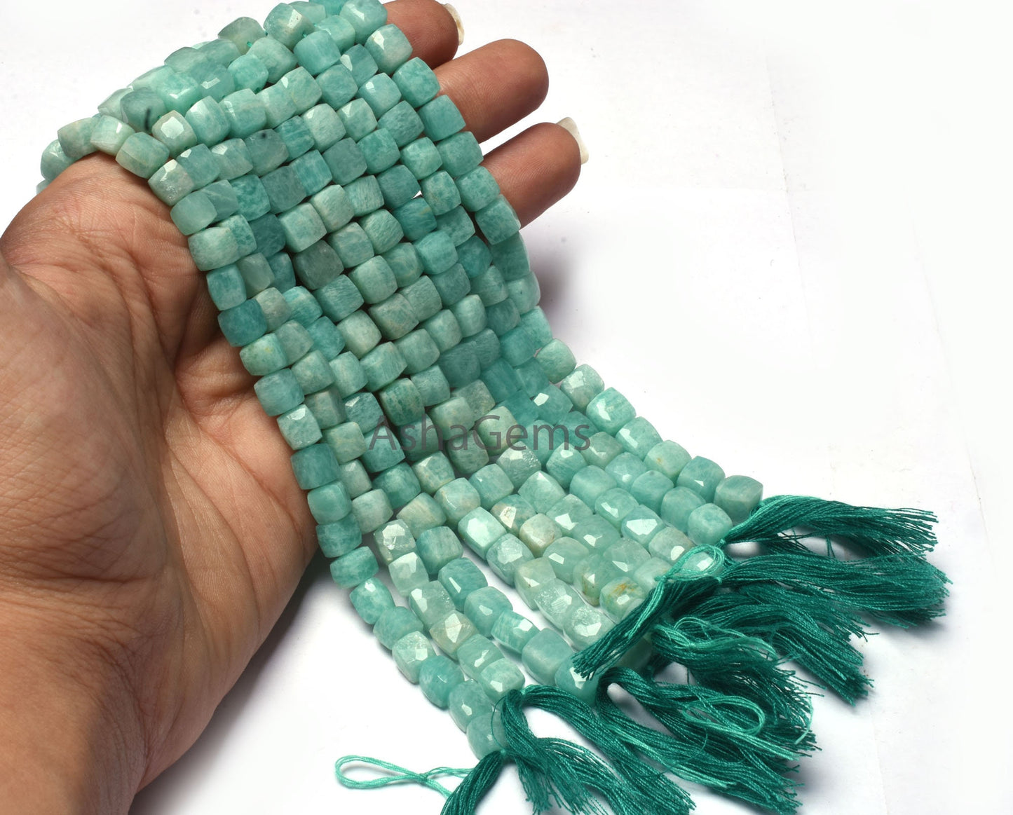 Beautiful Amazonite Faceted Box Shape Gemstone Beads,8"Strand Natural Blue Amazonite 3D Cube Box Bead, Amazonite Cube Beads For Jewelry SALE
