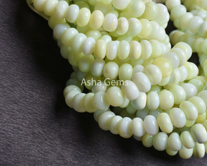 Beautiful Light Lime Opal Smooth Rondelle Shape Beads,7-8 mm Shaded Lemon Green Yellow Opal Plain Gemstone Bead For Jewelry Craft Opal SALE
