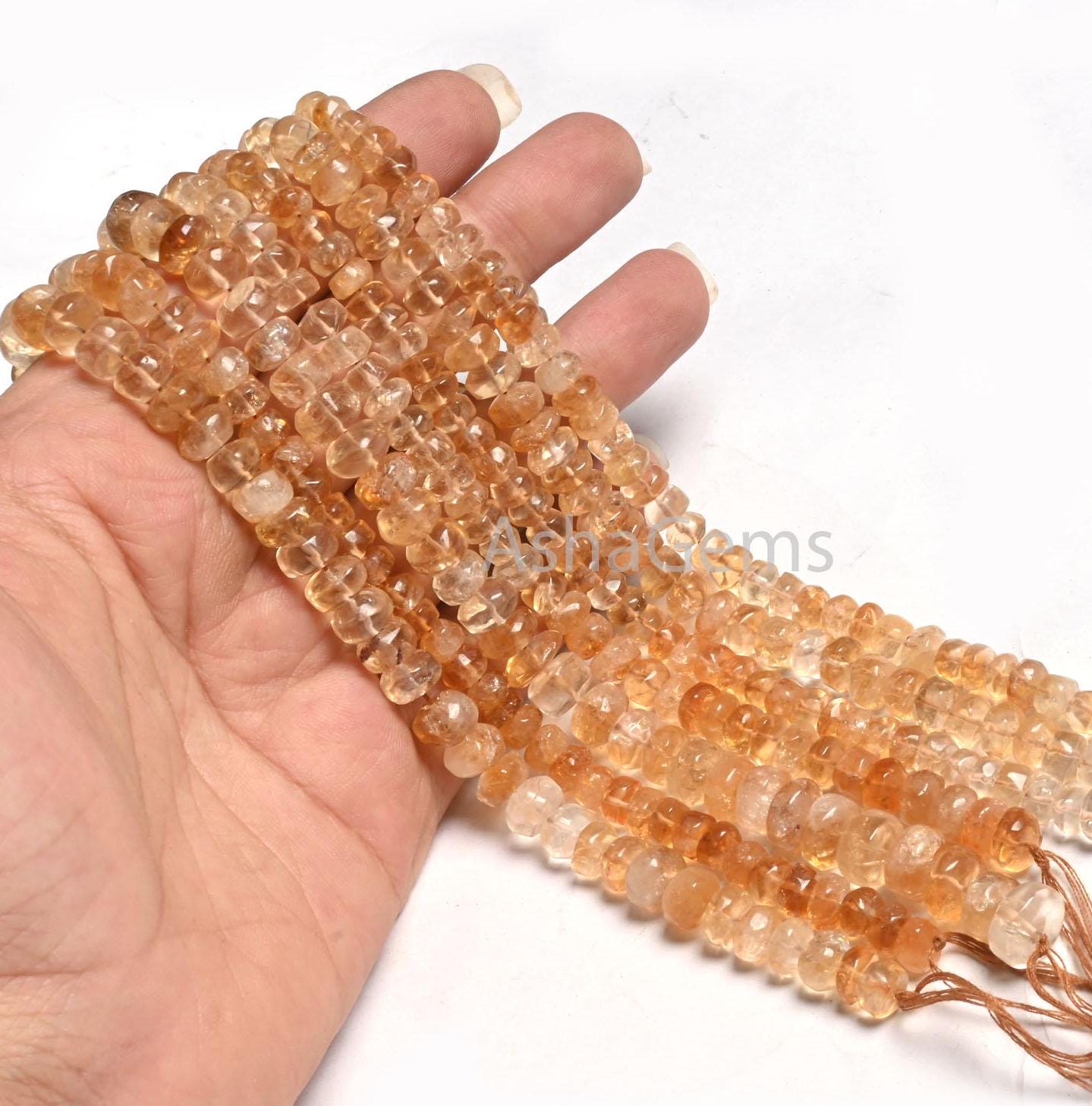 Yellow Citrine Smooth Rondelle Shape handmade Beads,9" natural Citrine Quartz Plain Gemstone Loose Beads, Citrine Beads Jewelry Making Craft
