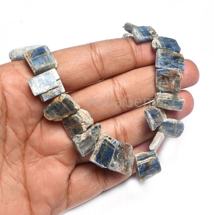 Beautiful Kyanite Smooth Raw Slice Uneven Beads,8"Strand natural Blue Kyanite Flat Rough Unshape Gemstone Kyanite Beads Jewelry Making Craft
