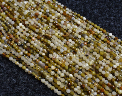 Beautiful Multi Yellow Green Opal Faceted Rondelle Gemstone Beads,3 mm Opal Micro Faceted Beads, Multi Opal Machine Cut Beads Jewelry Crafts