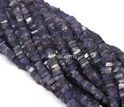 Amazing Blue Iolite Heishi Square Shape Gemstone Loose Beads,8/16" Natural Iolite Smooth Handmade Flat Square Iolite Bead Jewelry Craft SALE