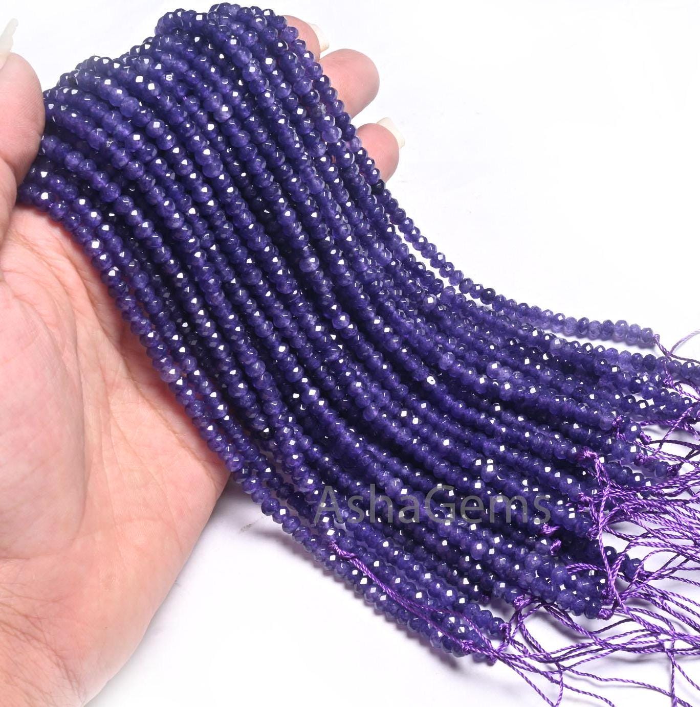 Beautiful Purple Blue Jade Quartz Faceted Rondelle Beads,4.5 mm Amethyst Color Jade Machine Cut Beads, Jade Quartz Beads Jewelry Crafts SALE (15390 c)