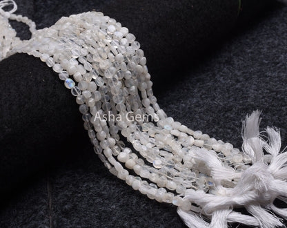 5 mm Rainbow Moonstone Smooth Flat Coin Gemstone Beads,13" Flashy White rainbow Uneven Shape Coin Handmade Gemstone Bead Jewelry Making SALE