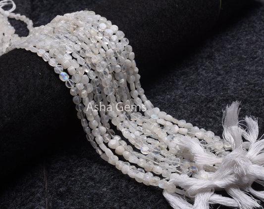 5 mm Rainbow Moonstone Smooth Flat Coin Gemstone Beads,13" Flashy White rainbow Uneven Shape Coin Handmade Gemstone Bead Jewelry Making SALE