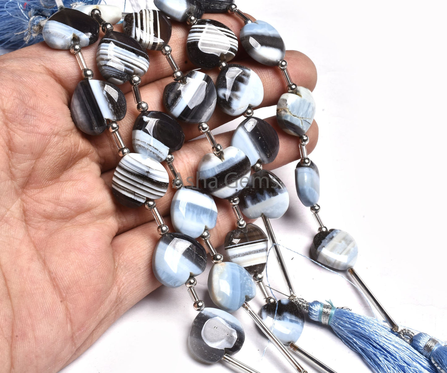 15 mm Blue Boulder Opal Carved Heart Shape smooth Beads, Boulder Opal fancy Carving Heart Straight Drill Beads, Blue Opal Bead Jewelry Craft
