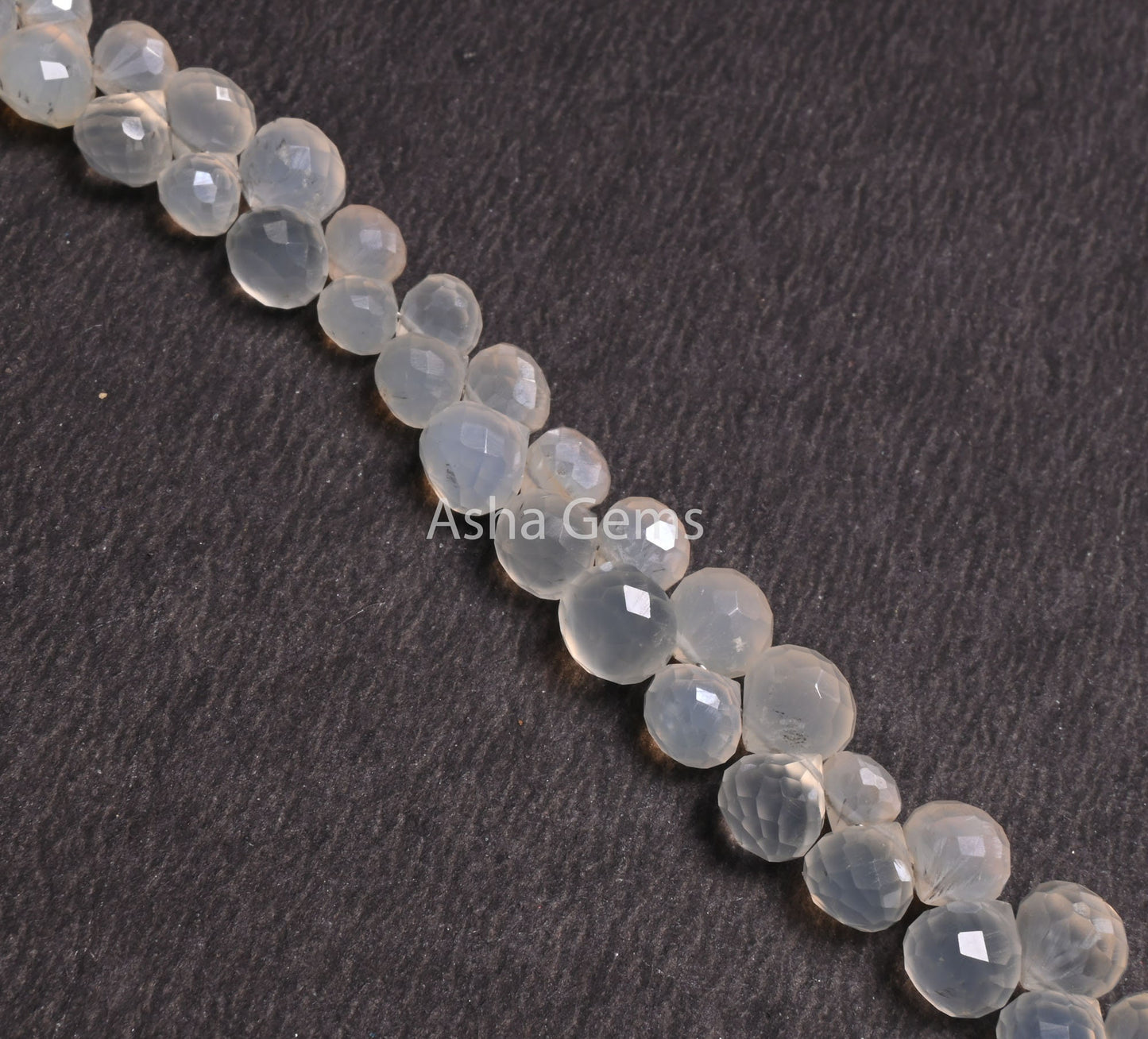 6-8 mm AAA Silver Coated White Chalcedony Onion Shape Beads,9" Strand Chalcedony Fancy Onion faceted Briolette Gemstone Bead Jewelry Makings