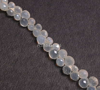 6-8 mm AAA Silver Coated White Chalcedony Onion Shape Beads,9" Strand Chalcedony Fancy Onion faceted Briolette Gemstone Bead Jewelry Makings