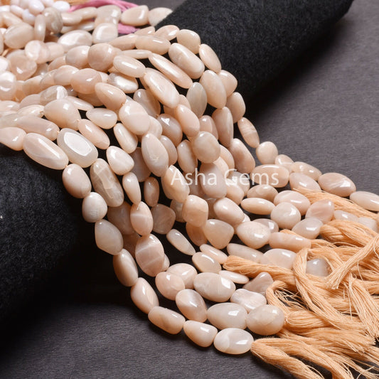 Beautiful Peach Moonstone smooth Nugget Gemstone Beads,13"Strand Pink Moonstone Plain Handmade Straight Drill Tumble Bead Jewelry Craft SALE (AG 22243)