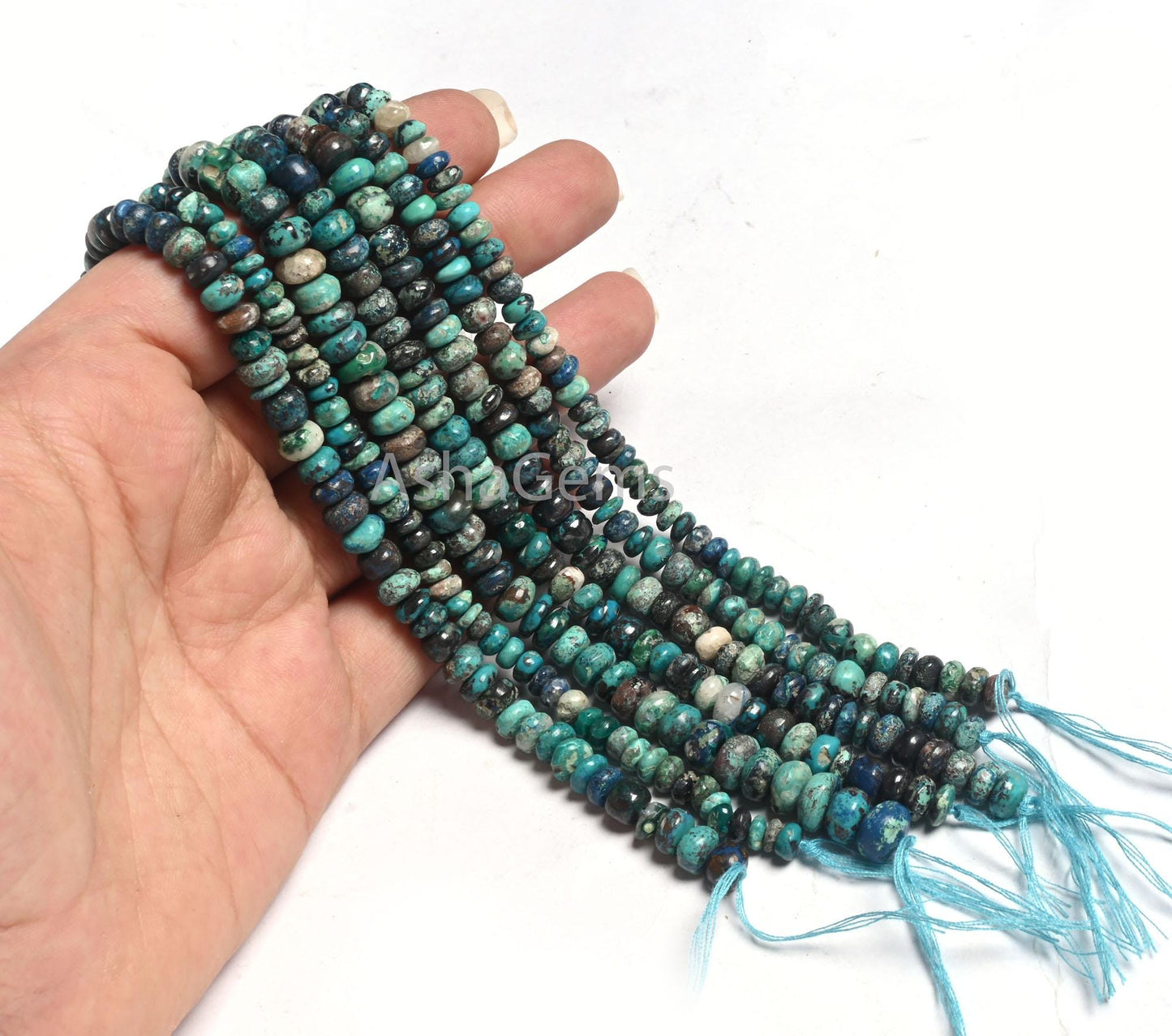 Natural Chrysocolla Smooth Rondelle Shape Gemstone Loose Beads,9" Blue chrysocolla Plain Handmade beads, Chrysocolla Bead Jewelry Craft SALE