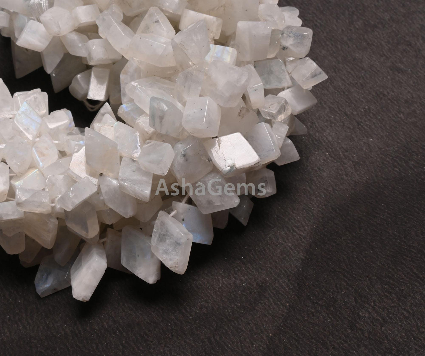 Flashy Rainbow Moonstone Smooth Rhombus Shape Beads, White Rainbow Fancy Flat rhombus Side Drill Blue Fire rainbow Beads Jewelry Crafts SALE
