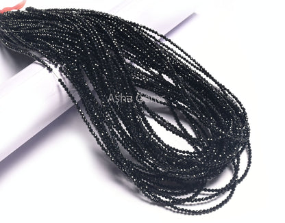 Top Quality Black Spinel Faceted Rondelle Beads, 2 mm AAA Spinel Micro Faceted Gemstone Beads,16"Strand Black Spinel Beads Jewelry Necklace