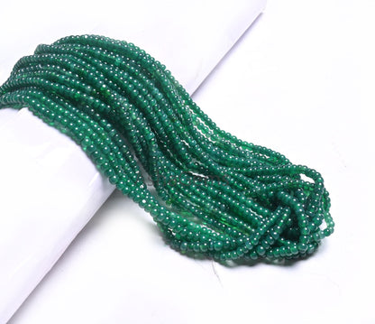 Dark Green Onyx Smooth Rondelle Gemstone Loose Beads, Fine Onyx Beads, AAA Green Onyx Plain Roundelle Tiny Handmade Beads Jewelry Craft SALE